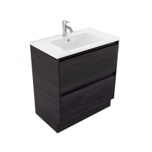 Fucina Vanity Floor 750 1 Taphole Polymarble Top 2 Drawer Fiordland Elm Wilderness