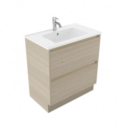 Fucina Vanity Floor 750 1 Taphole Polymarble Top 2 Drawer Seasoned Oak
