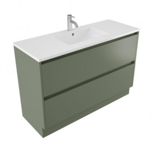 Fucina Vanity Floor 1200 1 Taphole Polymarble Top 2 Drawer Green Slate