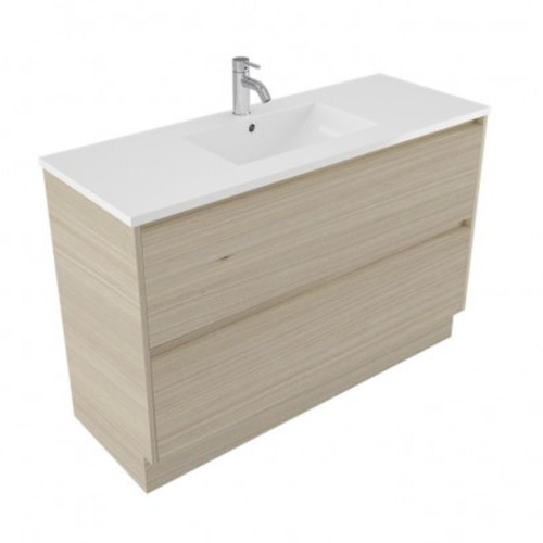 Fucina Vanity Floor 1200 1 Taphole Polymarble Top 2 Drawer Seasoned Oak