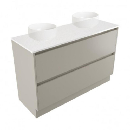 Fucina Vanity Floor 1200 Motion E Stone Top Double Bowl 2 Drawer Dawn Grey