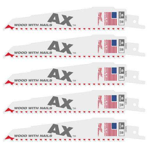 Sawzall The Ax  150mm 6 Inch 5TPI Blade  5 Pack