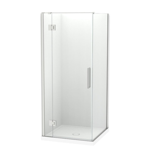 Raya Shower Enclosure Kit 900 x 900 2 Sided Flat Brushed Nickel Centre Waste