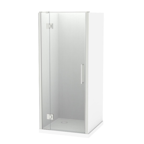 Raya Shower Enclosure Kit 900 x 900 3 Sided Flat Brushed Nickel Corner Waste