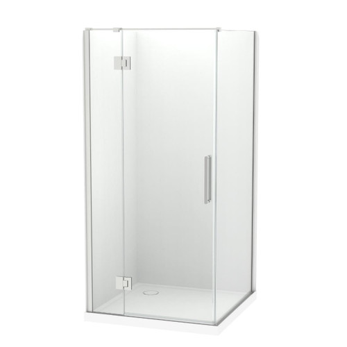 Raya Shower Enclosure Kit 1000 x 1000 2 Sided Brushed Nickel Corner Waste