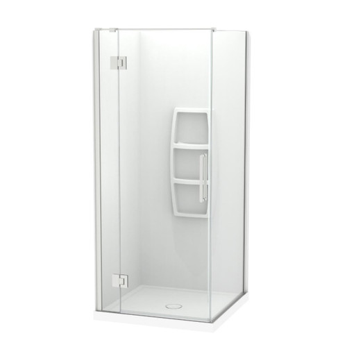 Raya Shower Enclosure Kit 900 x 900 2 Sided Side Moulded Brushed Nickel Centre Waste