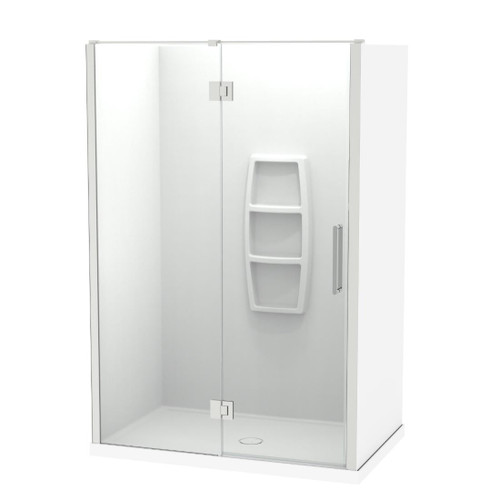 Raya Shower Enclosure Kit 1400 x 900 3 Sided 1400 Back Moulded Brushed Nickel