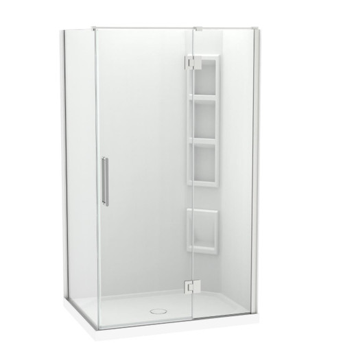 Raya Shower Enclosure Kit 1200 x 900 2 Sided Corner Moulded Brushed Nickel