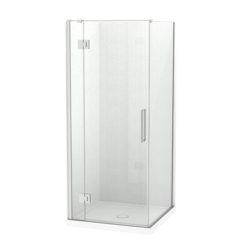Raya Shower Enclosure Kit 900 x 900 2 Sided Tile Brushed Nickel Centre Waste
