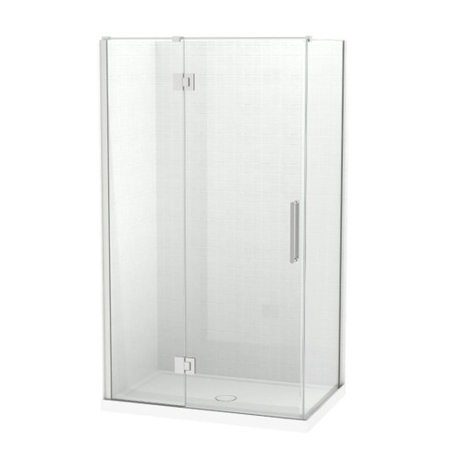 Raya Shower Enclosure Kit 1200 x 800 2 Sided Tile Brushed Nickel