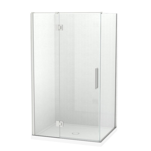 Raya Shower Enclosure Kit 1200 x 1000 2 Sided Tile Brushed Nickel