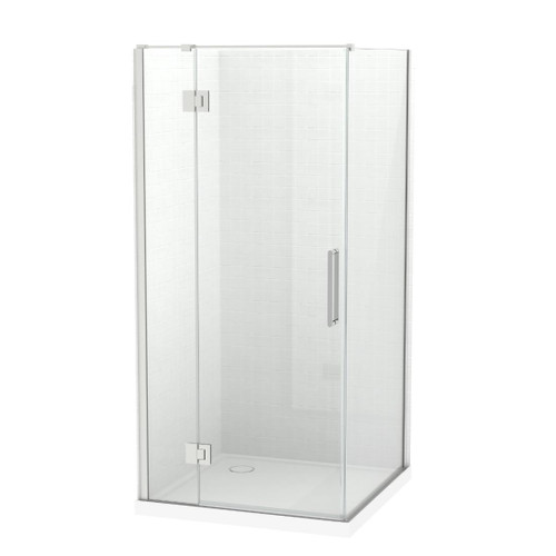 Raya Shower Enclosure Kit 1000 x 1000 2 Sided Tile Brushed Nickel Corner Waste