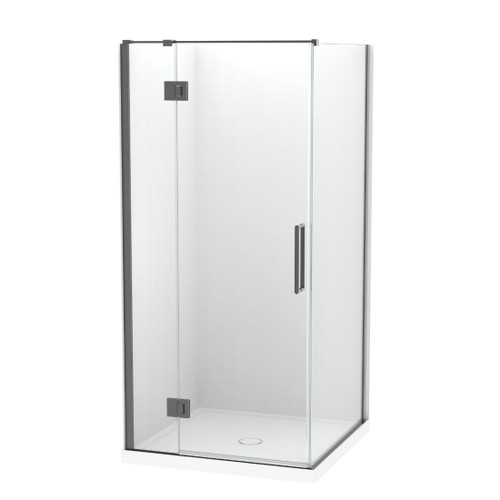 Raya Shower Enclosure Kit 1000 x 1000 2 Sided Flat Gun Metal Centre Waste