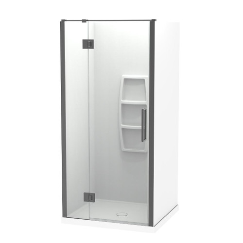 Raya Shower Enclosure Kit 1000 x 900 3 Sided 1000 Door Back Moulded Gun Metal