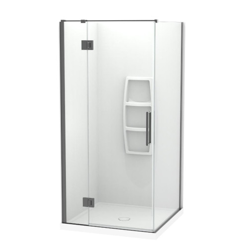 Raya Shower Enclosure Kit 1000 x 1000 2 Sided Side Moulded Gun Metal Centre Waste