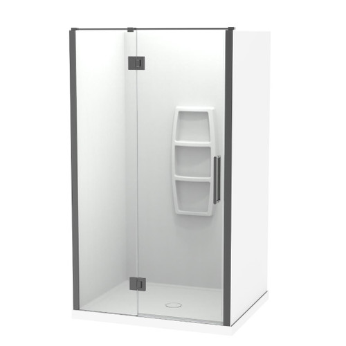 Raya Shower Enclosure Kit 1200 x 800 3 Sided 1200 Back Moulded Gun Metal
