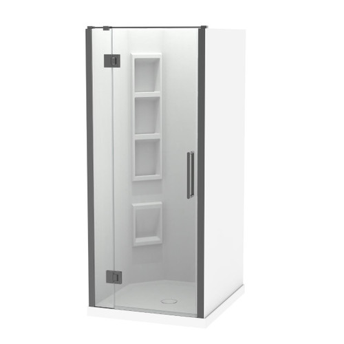 Raya Shower Enclosure Kit 1000 x 900 3 Sided 900 Door Left Hand Corner Moulded Gun Metal
