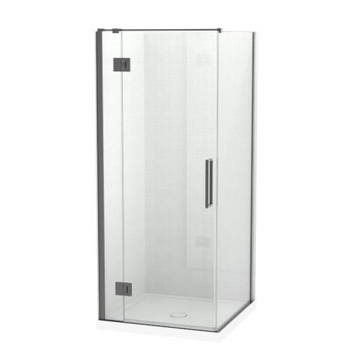 Raya Shower Enclosure Kit 900 x 900 2 Sided Tile Gun Metal Centre Waste