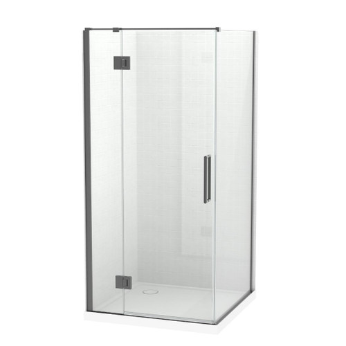 Raya Shower Enclosure Kit 1000 x 1000 2 Sided Tile Gun Metal Corner Waste