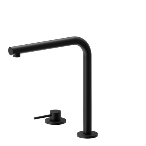 N21 Sink Mixer 2 Tap Holes With "L" Swivel Spout Matt Black