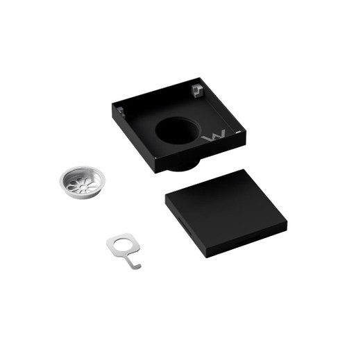 Square Tile Inset Shower Drain Matt Black
