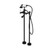 York Freestanding Bath Set With White Porcelain Hand Shower Matte Black