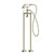 York Freestanding Bath Set With White Porcelain Hand Shower Aged Brass