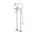 York Freestanding Bath Set Brushed Nickel With White Porcelain Hand Shower