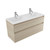 Fucina Vanity Wall 1200 2 Taphole Vitreous China Double Bowl 2 Drawer Seasoned Oak
