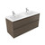 Fucina Vanity Wall 1200 2 Taphole Polymarble Double Bowl 2 Drawer Charred Oak Organic