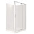 Valencia Elite Square Corner Pivot Shower 1200 x 1000mm Satin Silver Frame With Flat Wall Left Hand Centre Waste