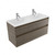 Fucina Vanity Wall 1200 2 Taphole Vitreous China Double Bowl 2 Drawer Smokey Oak Timberland