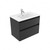 Fucina Vanity Wall 750 1 Taphole Polymarble Top 2 Drawer Black Timberland