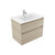 Fucina Vanity Wall 750 1 Taphole Polymarble Top 2 Drawer Seasoned Oak