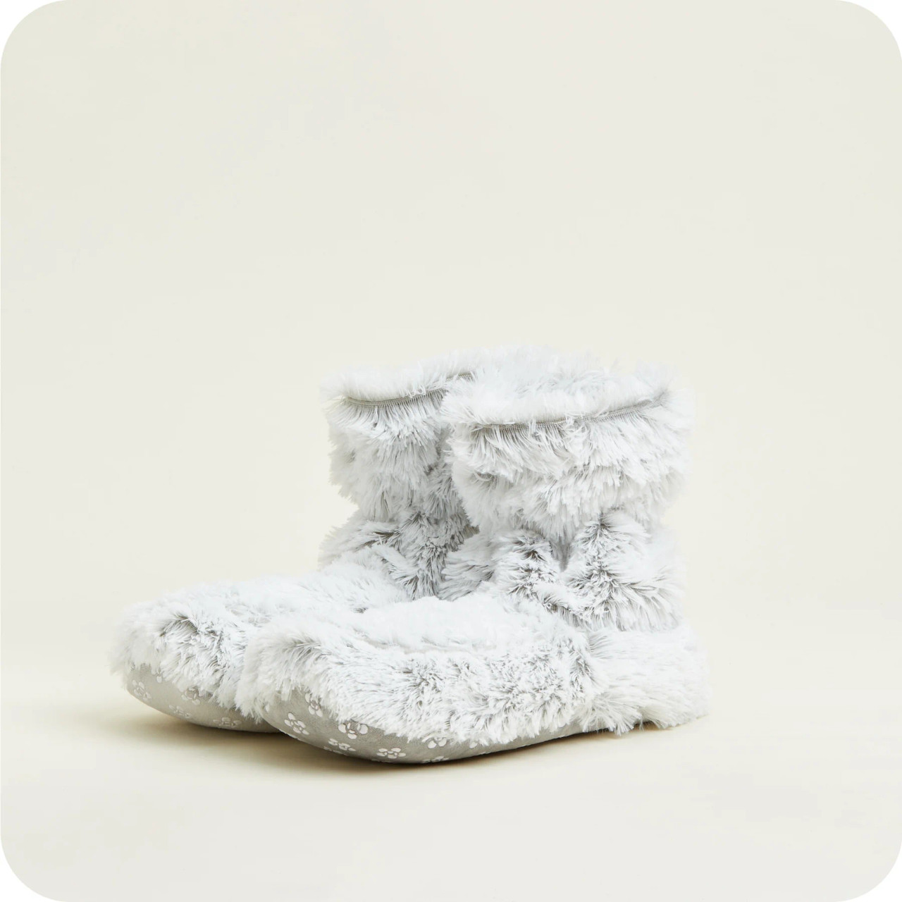 Warmies Cozy Body Grey Marshmallow Fur Microwavable Boots | Heat Treats
