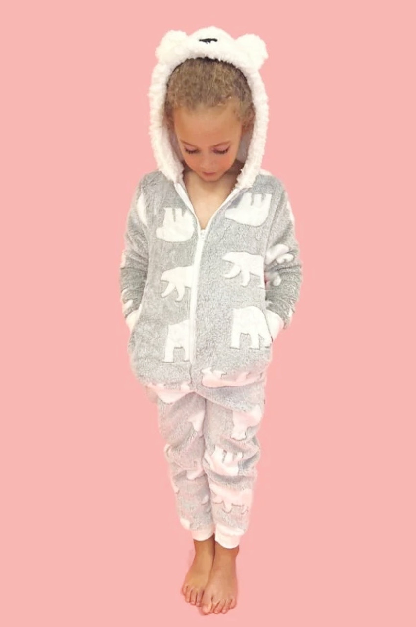 Polar Bear Fleece Girls Pajamas in Kid's Fleece Styles