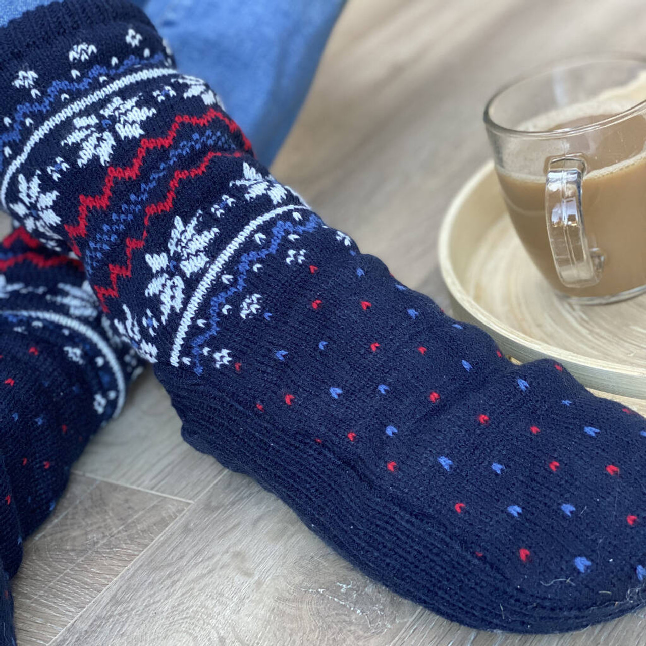 Plush-Lined Monogram Slipper Socks