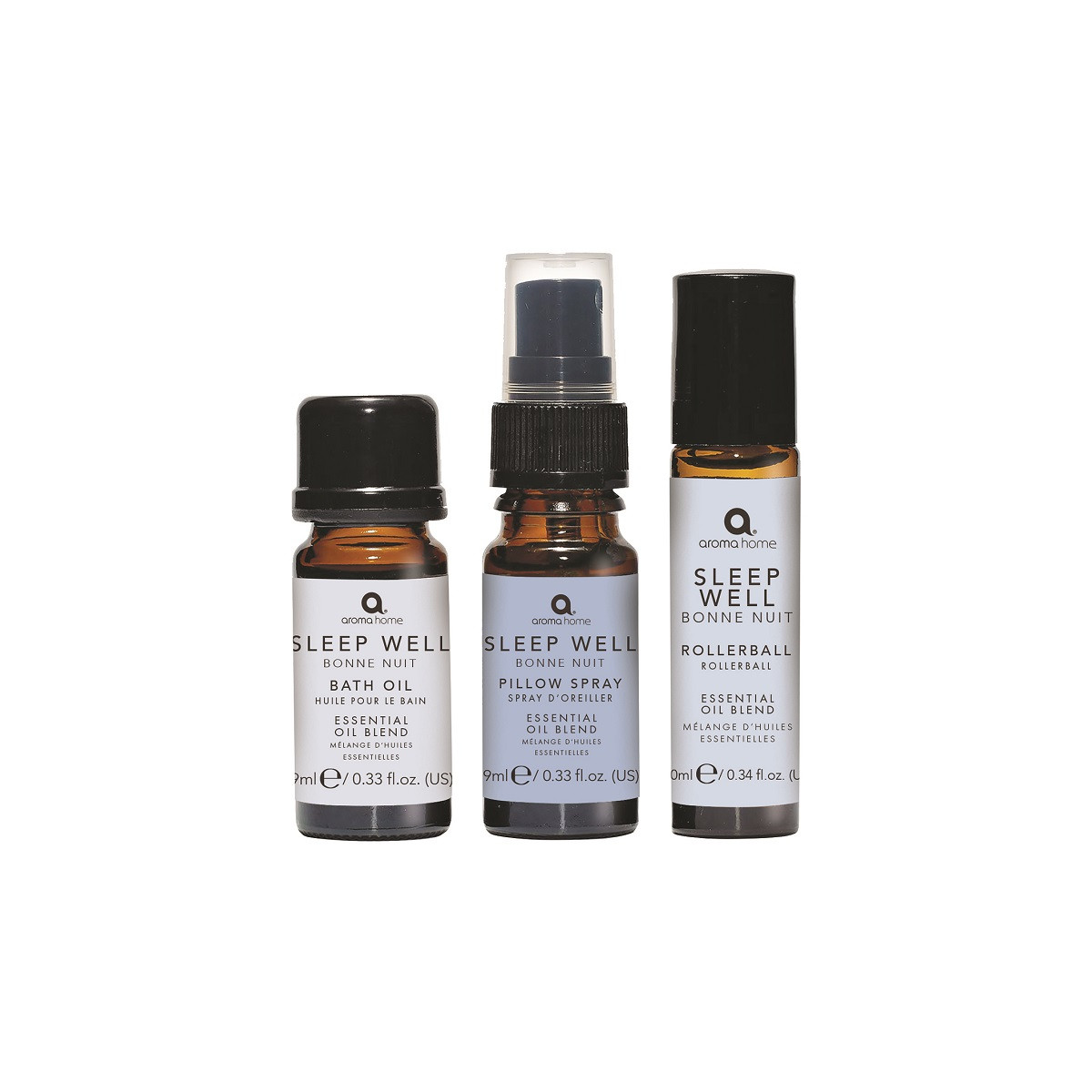 Aroma Home Sleep Well Pillow Spray, Rollerball & Bath Oil Set Heat Treats