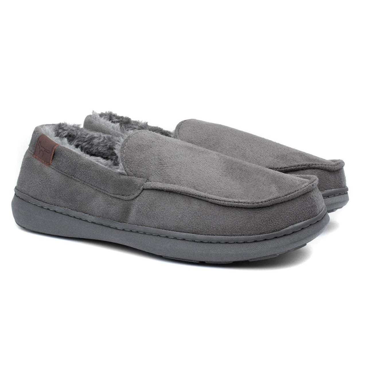 Grey moccasin discount slippers mens