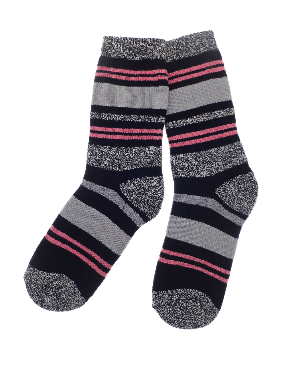 Ladies Grey Stripes Therma Feet Extra Warm Thermal Socks