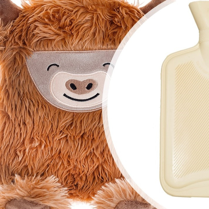 Maia Gifts Highland Coo Plush Hotwater Bottle Cover – Kuscheliger Wärmflaschenbezug, 39 Cm