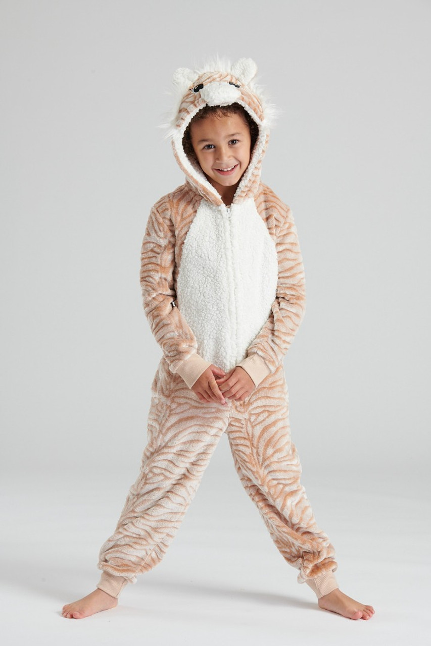 Nifty Kids Unisex Tiger 3D Novelty Hood Fleece Onesie Heat Treats