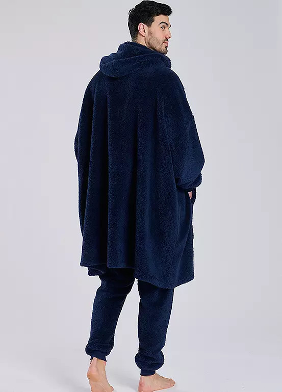 Loungeable Mens Navy Luxury Teddy Snuggle Hoodie | Heat Treats