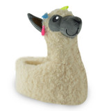 Girls Cream Llama Curly Fur 3D Novelty Slippers