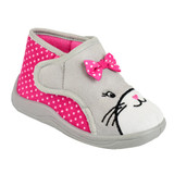 Toddler Girls Pink Polka Kitty Cat Fleece Slipper Booties