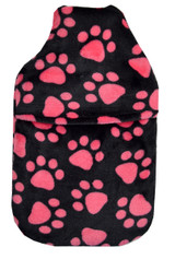 Pink Paw Print Plush Cuddlesoft Fleece 2L Hot Water Bottle