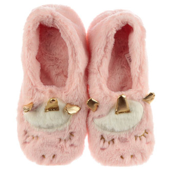 Enchanted Rainbow Faux Fur Unicorn Heat Pack Slippers: Pink