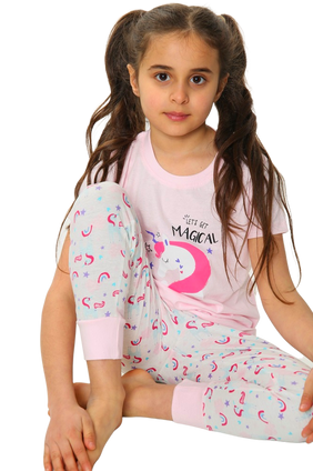 Girls Lets Get Magical Unicorn S/S Top & Legging Bottom Pyjamas