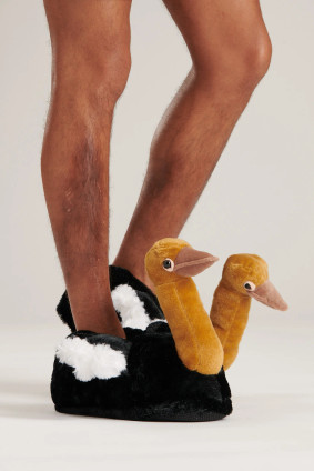 Ostrich Faux Fur 3D Novelty Slippers