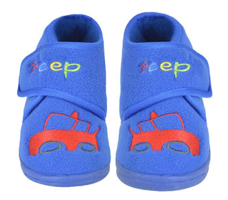 Blue Cars Easy Access Fleece Slipper Booties